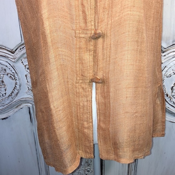 Madre Terra 100% Silk Made in India Burnt Sienna Sleeveless Mandarin Collar Top - Picture 3 of 11